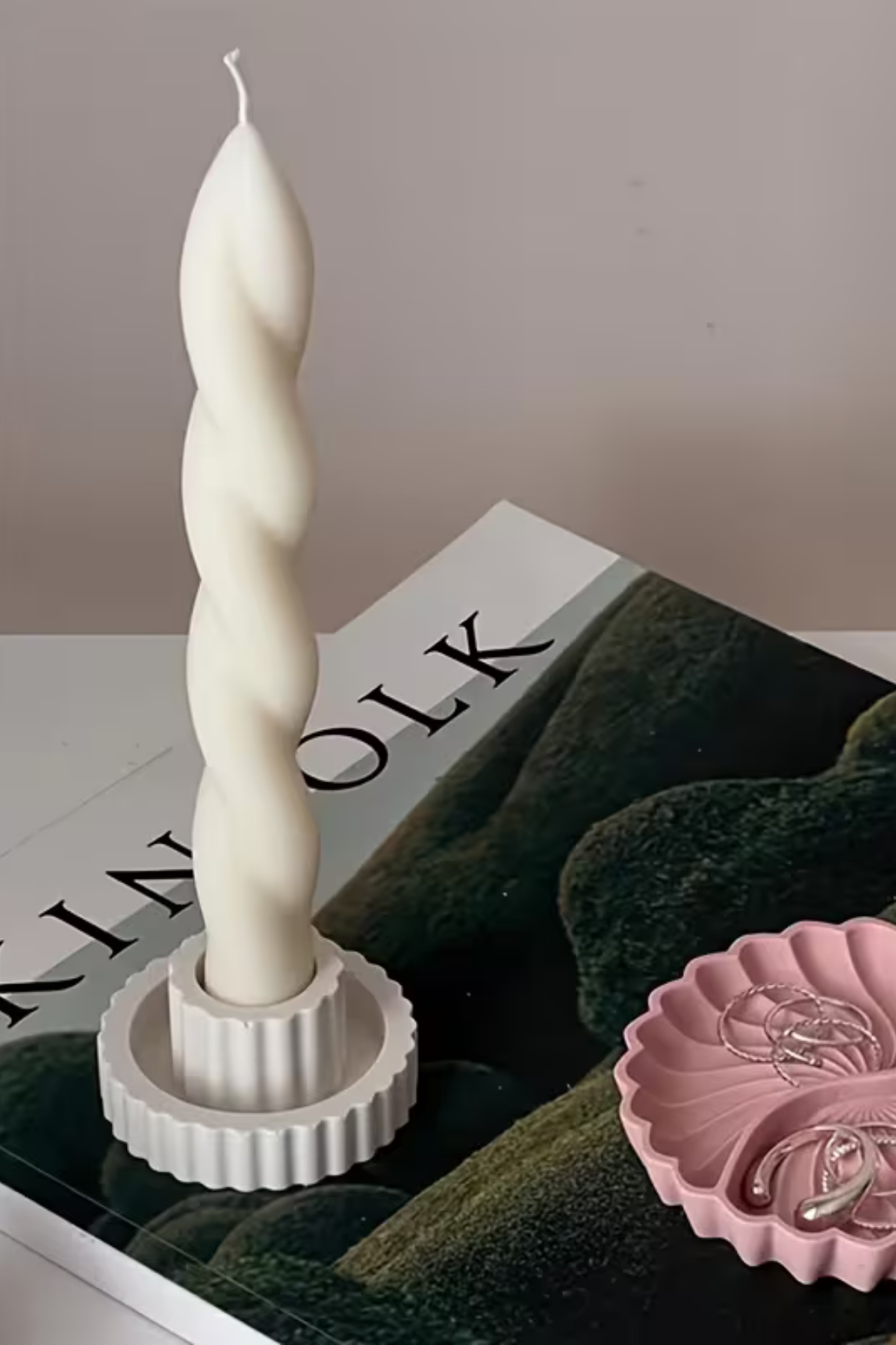 Craftto Çizgili Silikon Şamdan Kalıbı