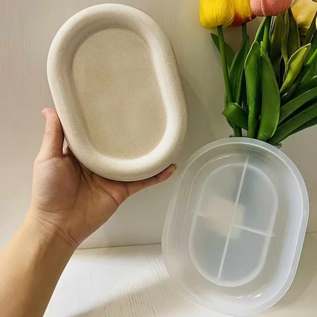 Craftto Dekoratif Oval Takı ve Aksesuar Tabağı Silikon Kalıbı