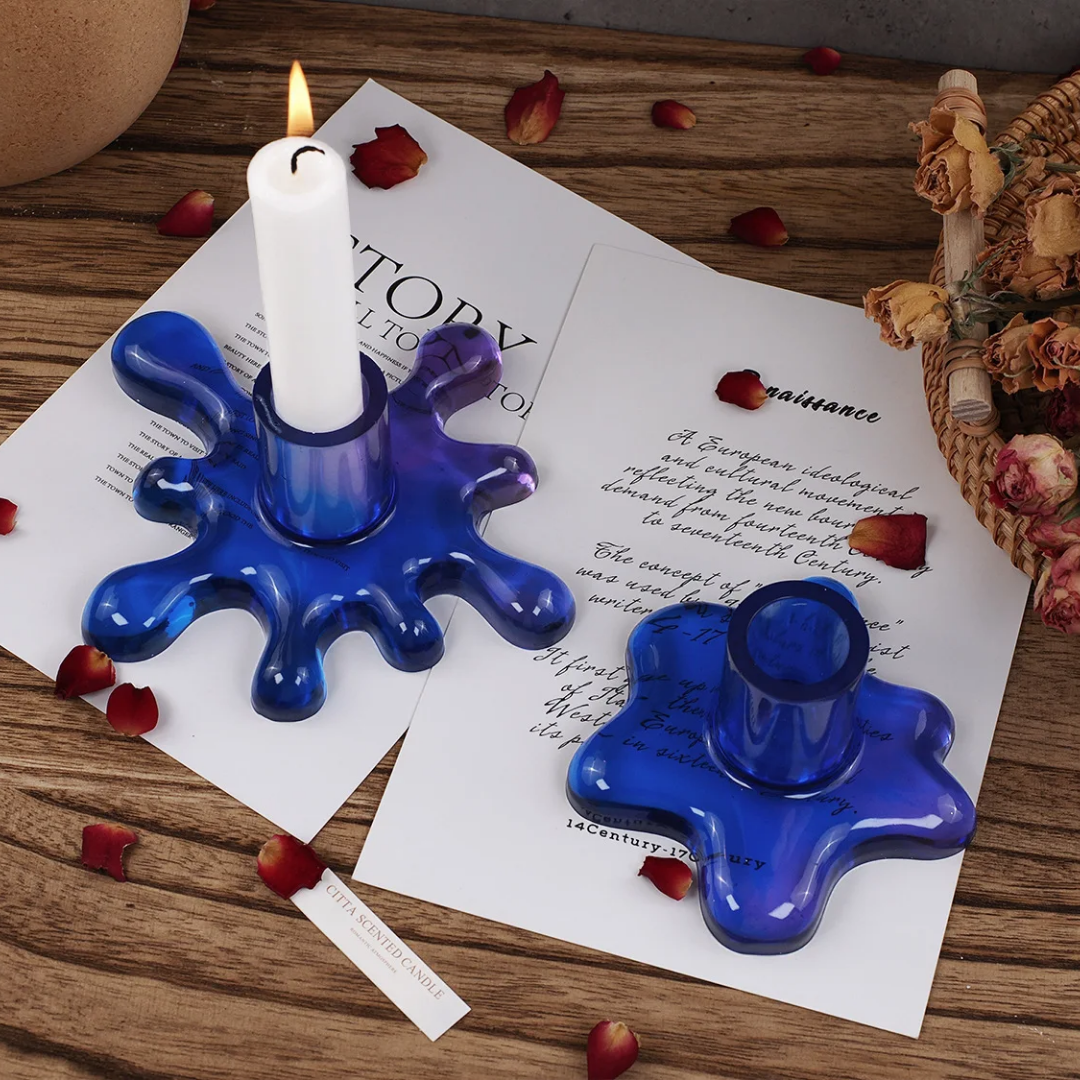 Craftto Soyut Dalga Modern Dekoratif Şamdan Silikon Kalıbı 2'li Set