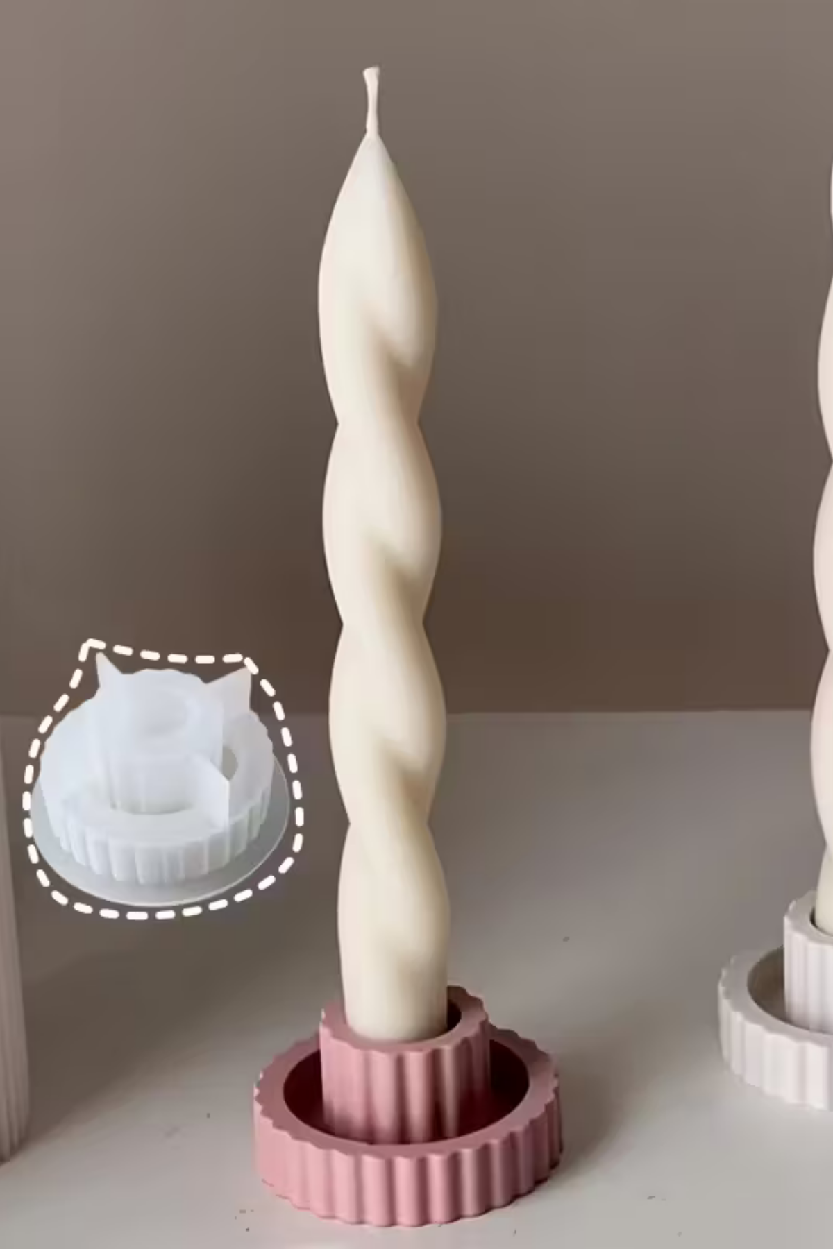 Craftto Çizgili Silikon Şamdan Kalıbı