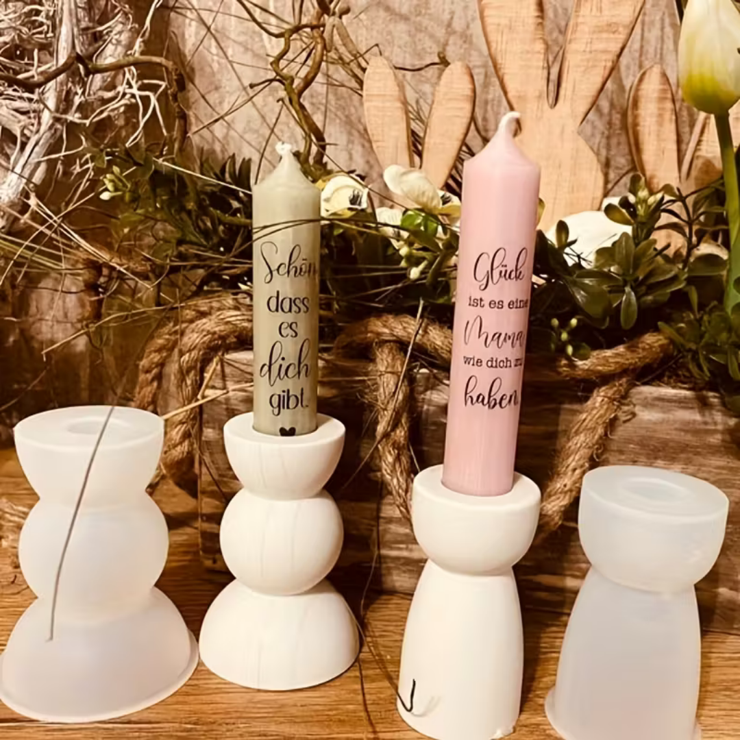 Craftto Dekoratif Bohem Tarz 2'li Şamdan Silikon Kalıbı