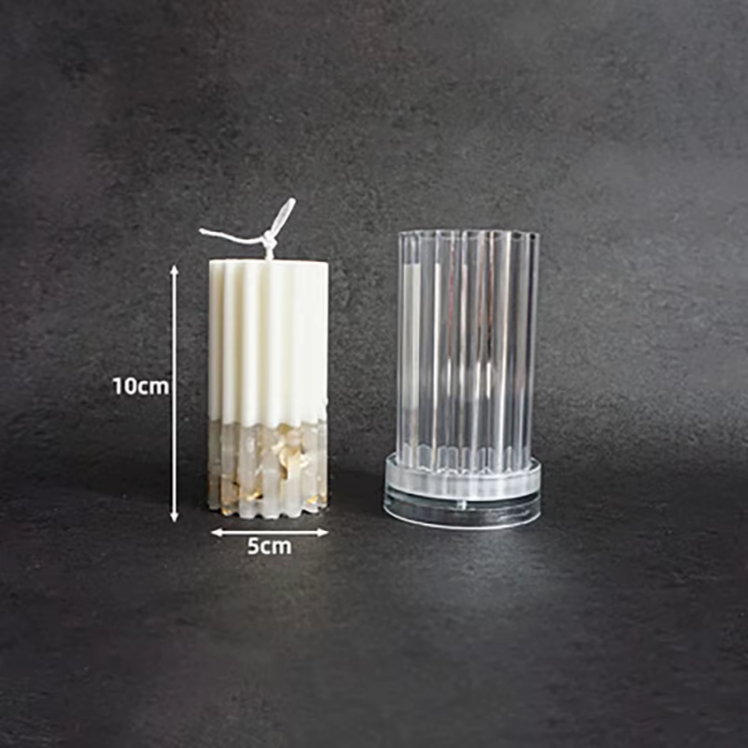Craftto Çizgili Silindir Blok Akrilik Plastik Mum Kalıbı