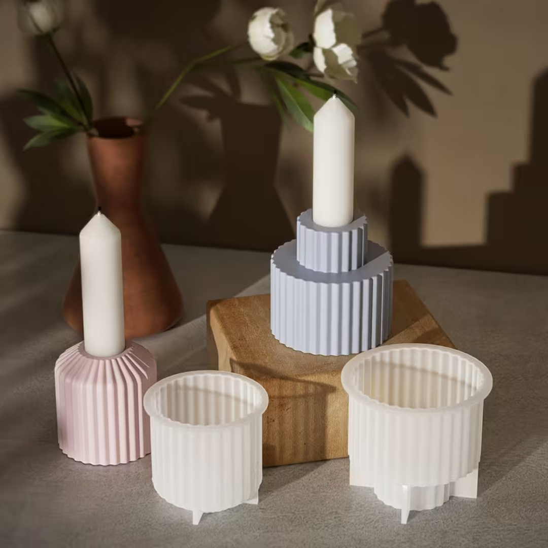 Craftto Çizgili Şamdan 2'li Silikon Kalıbı