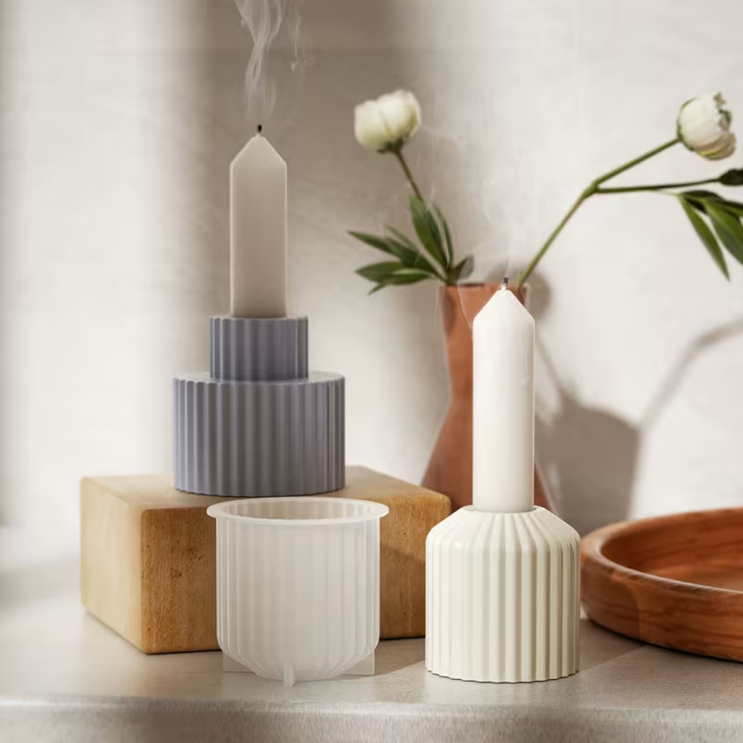 Craftto Çizgili Şamdan 2'li Silikon Kalıbı