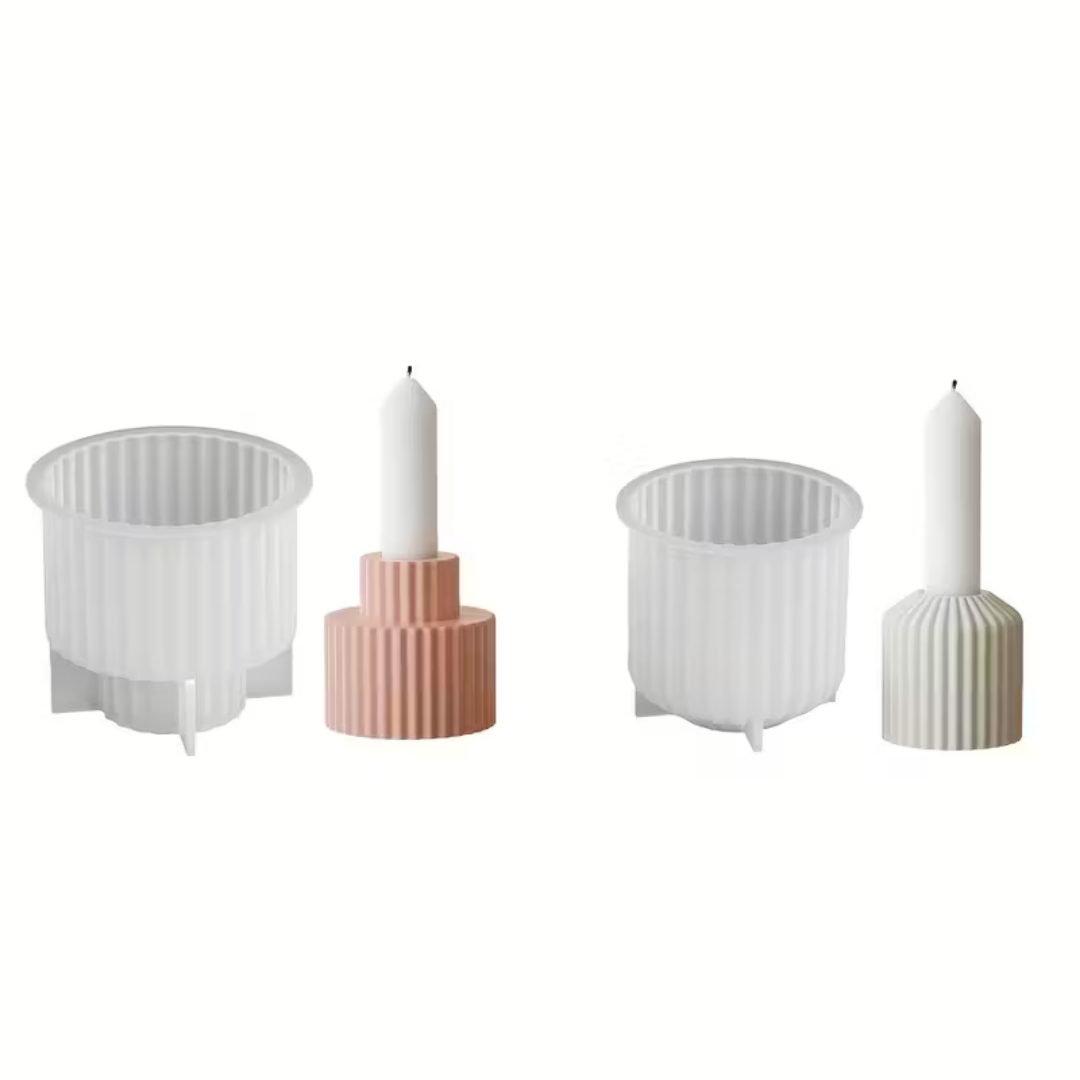 Craftto Çizgili Şamdan 2'li Silikon Kalıbı