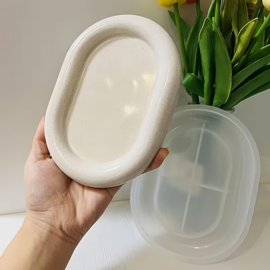 Craftto Dekoratif Oval Takı ve Aksesuar Tabağı Silikon Kalıbı