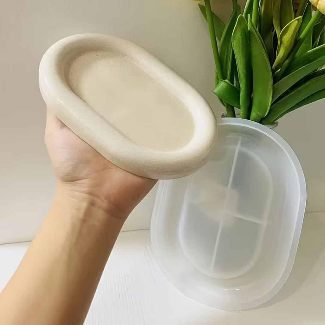 Craftto Dekoratif Oval Takı ve Aksesuar Tabağı Silikon Kalıbı