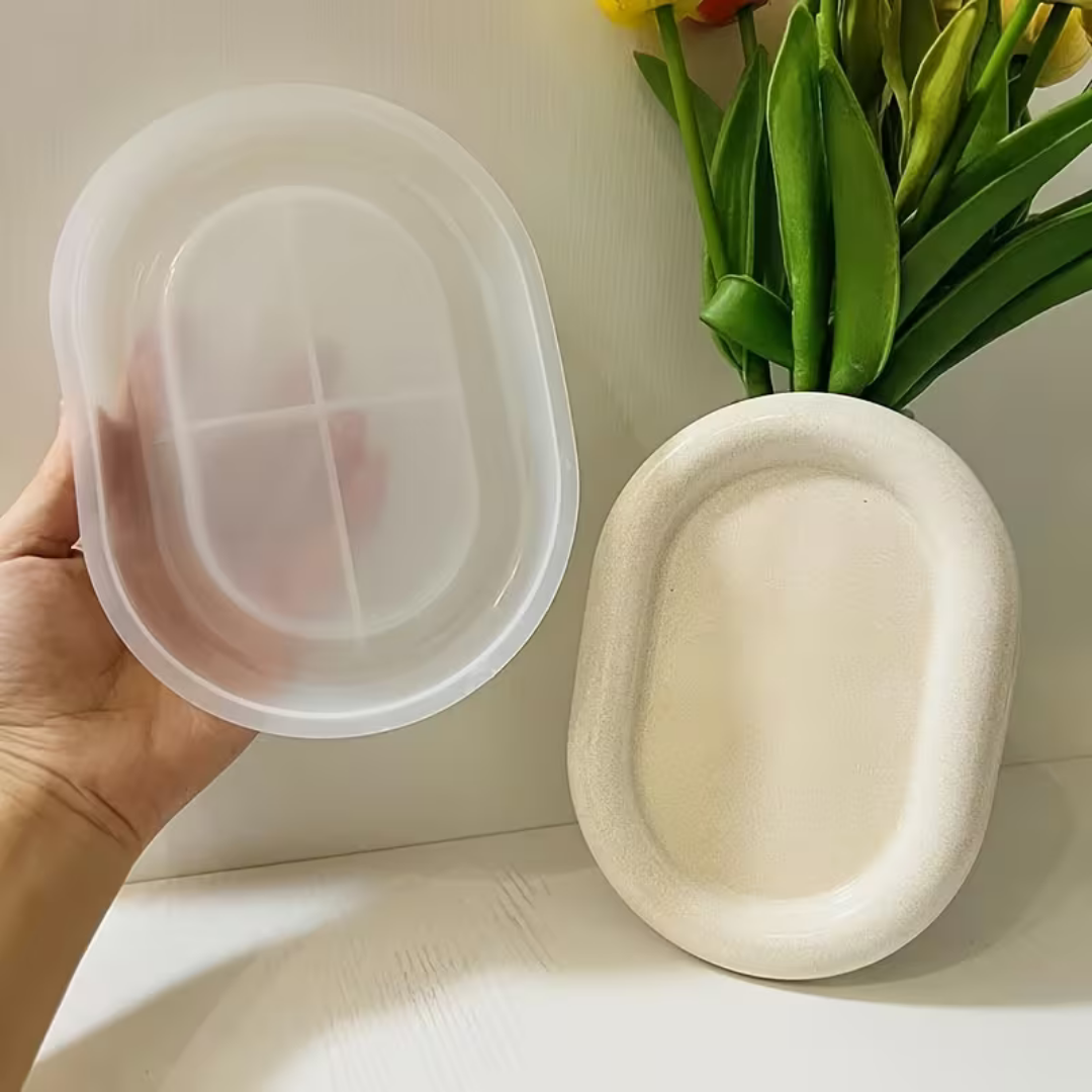 Craftto Dekoratif Oval Takı ve Aksesuar Tabağı Silikon Kalıbı