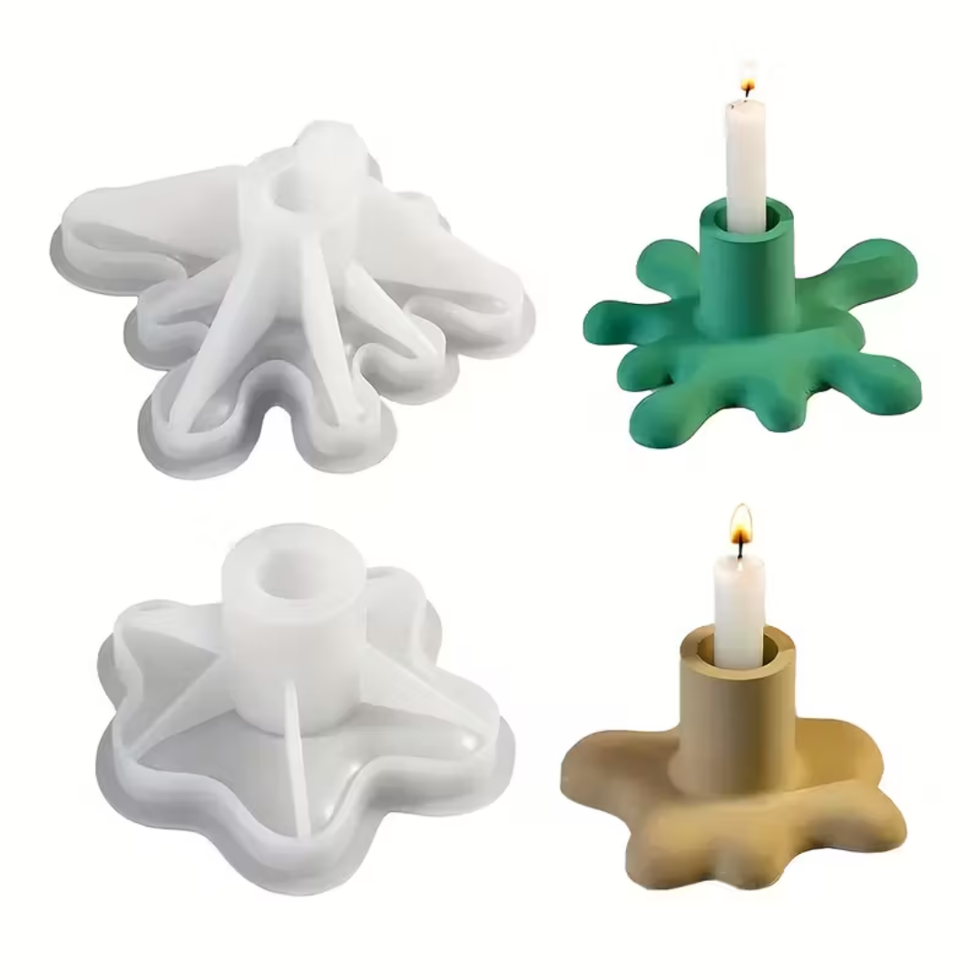 Craftto Soyut Desen Modern Dekoratif Şamdan Silikon Kalıbı 2'li Set