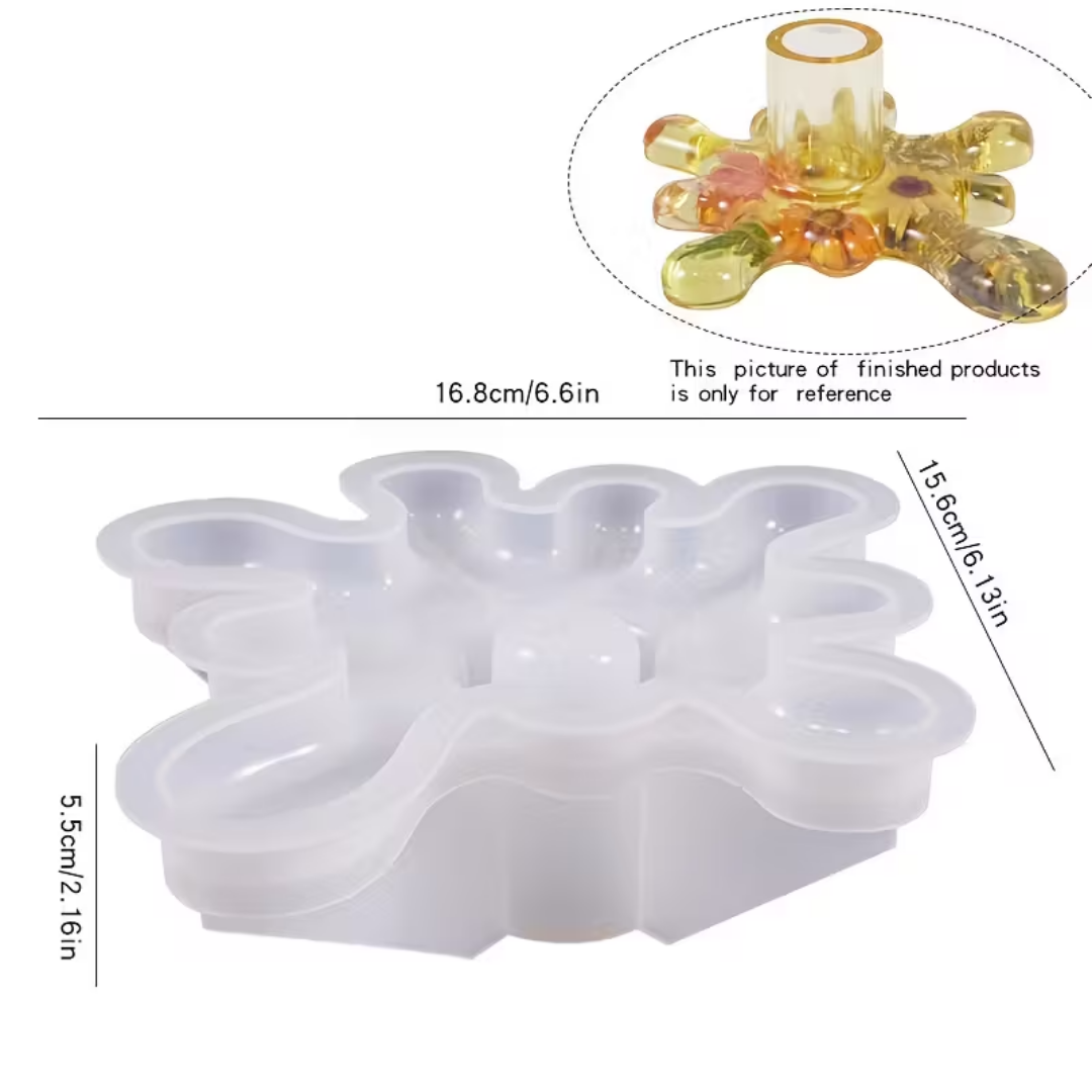 Craftto Soyut Desen Modern Dekoratif Şamdan Silikon Kalıbı 2'li Set