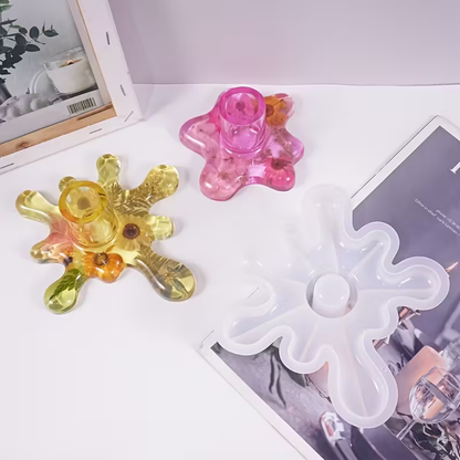 Craftto Soyut Desen Modern Dekoratif Şamdan Silikon Kalıbı 2'li Set