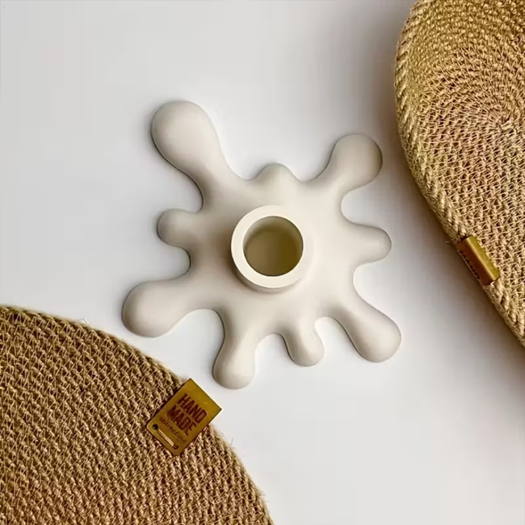 Craftto Soyut Desen Modern Dekoratif Şamdan Silikon Kalıbı 2'li Set