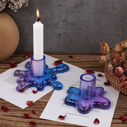 Craftto Soyut Dalga Modern Dekoratif Şamdan Silikon Kalıbı 2'li Set