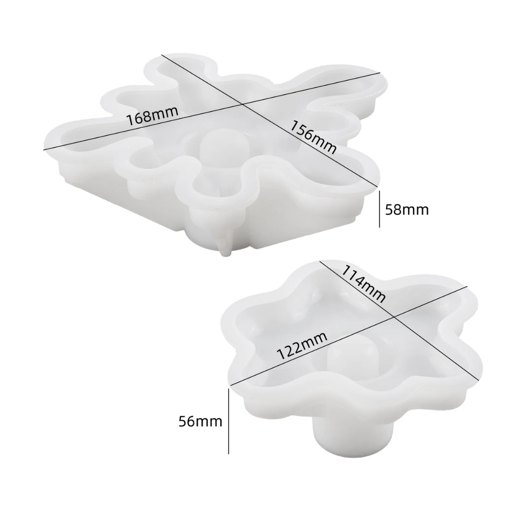 Craftto Soyut Dalga Modern Dekoratif Şamdan Silikon Kalıbı 2'li Set