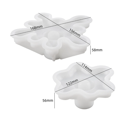 Craftto Soyut Dalga Modern Dekoratif Şamdan Silikon Kalıbı 2'li Set