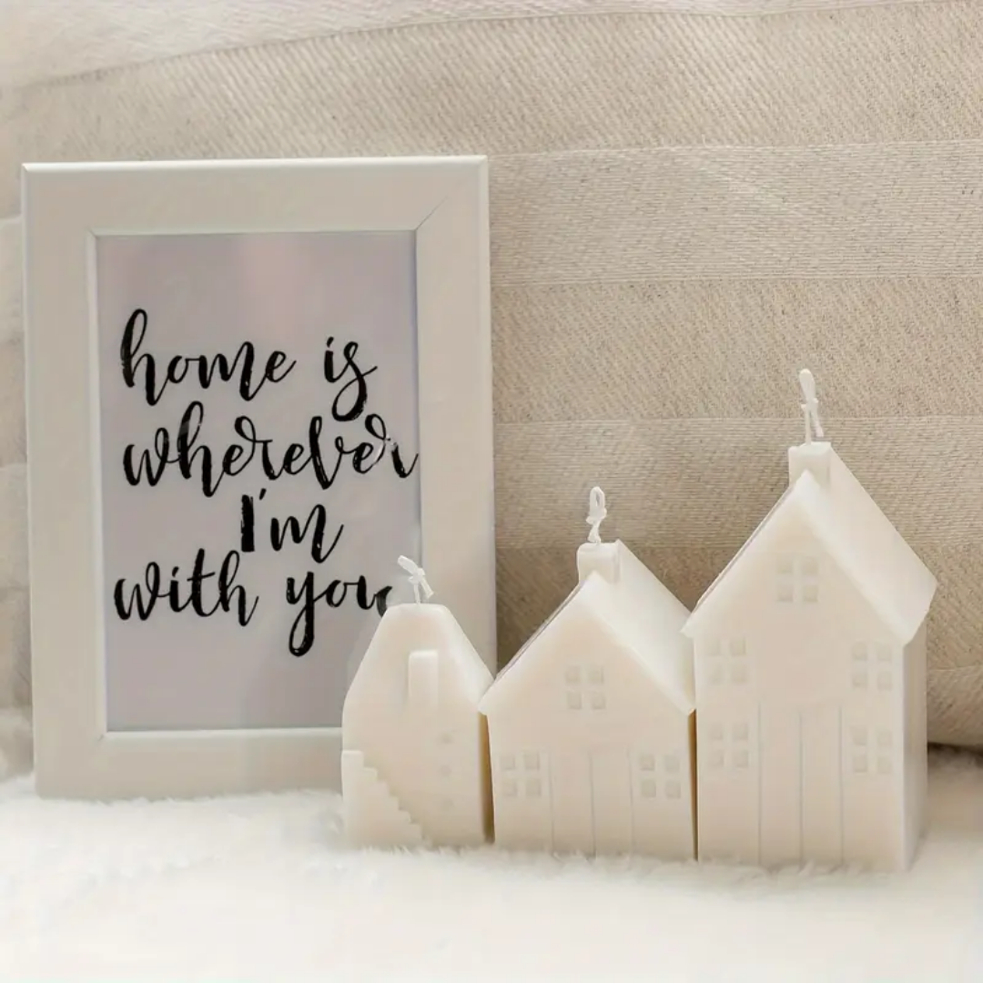 Craftto Yılbaşı Evleri Kış Evi Christmas Silikon Mum Kalıbı 3'lü Seti